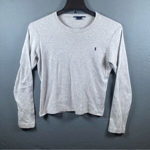 Ralph Lauren Shirt kids LARGE Grey Long Sleeve cotton crew neck Size L